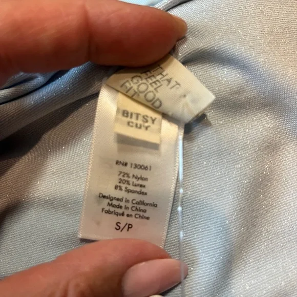 NWT l*space Shimmer Nancy Lee Bikini Bottom Bitsy Pale Blue High Waist Crossover - Picture 9 of 11